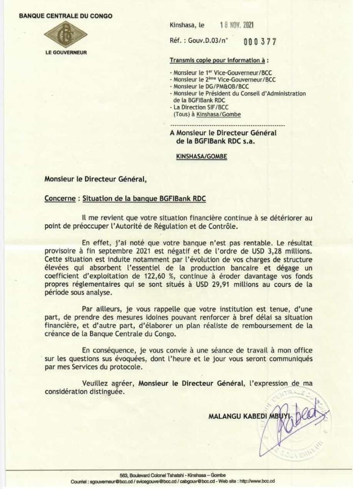 IsralMutombo11's tweet photo. La BCC a saisi la BGFI banque pour lui signifier que sa situation financière se détériore  avec un passif de l'ordre de 3,28 millions de dollars selon le dernier rapport de Sept 2021.

Ainsi,la BCC rappelle  la BGFI de rembourser cette créance pour relever sa situation financière https://t.co/951hf2oFjE