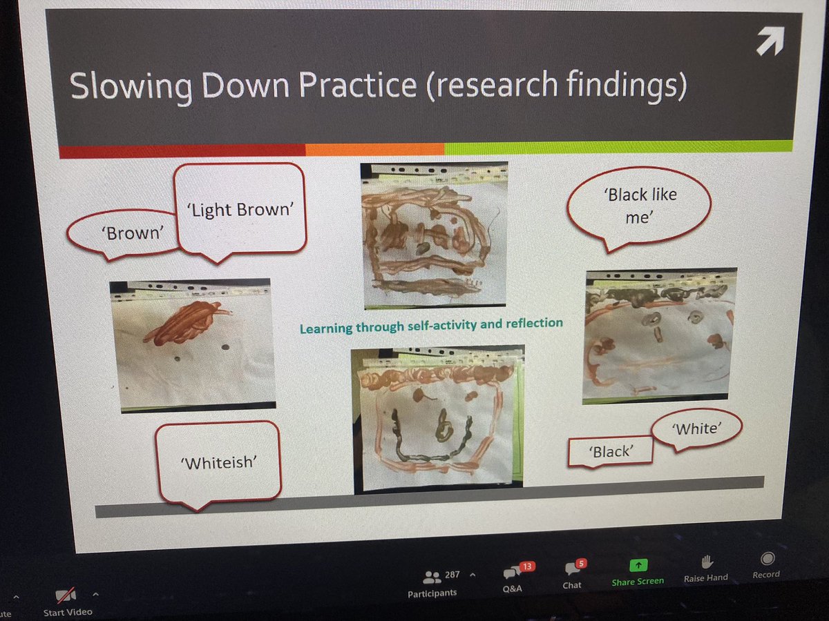 #urgencyofslow Thinking about resources / materials - artefacts in a setting are really important symbols in conversations to support children’s sense of self, their ethnic and cultural identities. @ sharoncolilles shares her PhD findings