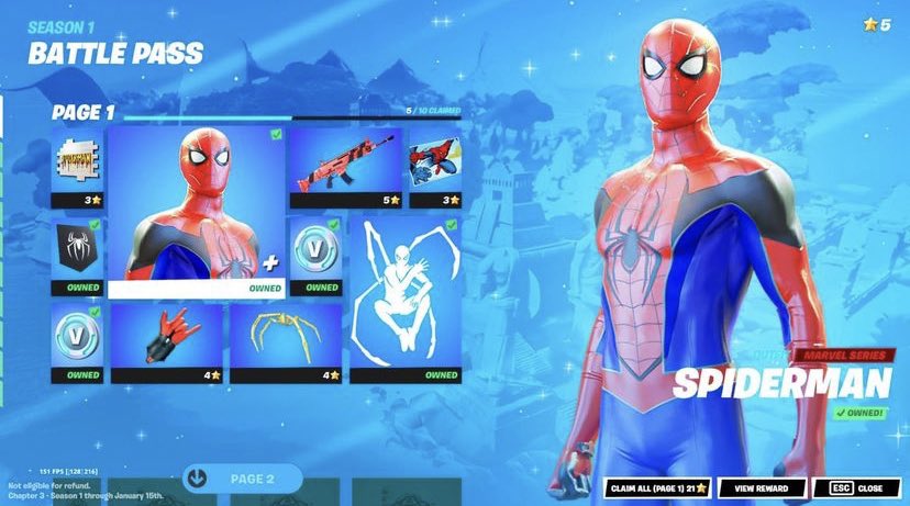 Concepto de Pase de Batalla de  Spiderman🕷 

 ¿Que os parece? ¿Con ganas de verlo en el Capítulo 3? #Fortnite