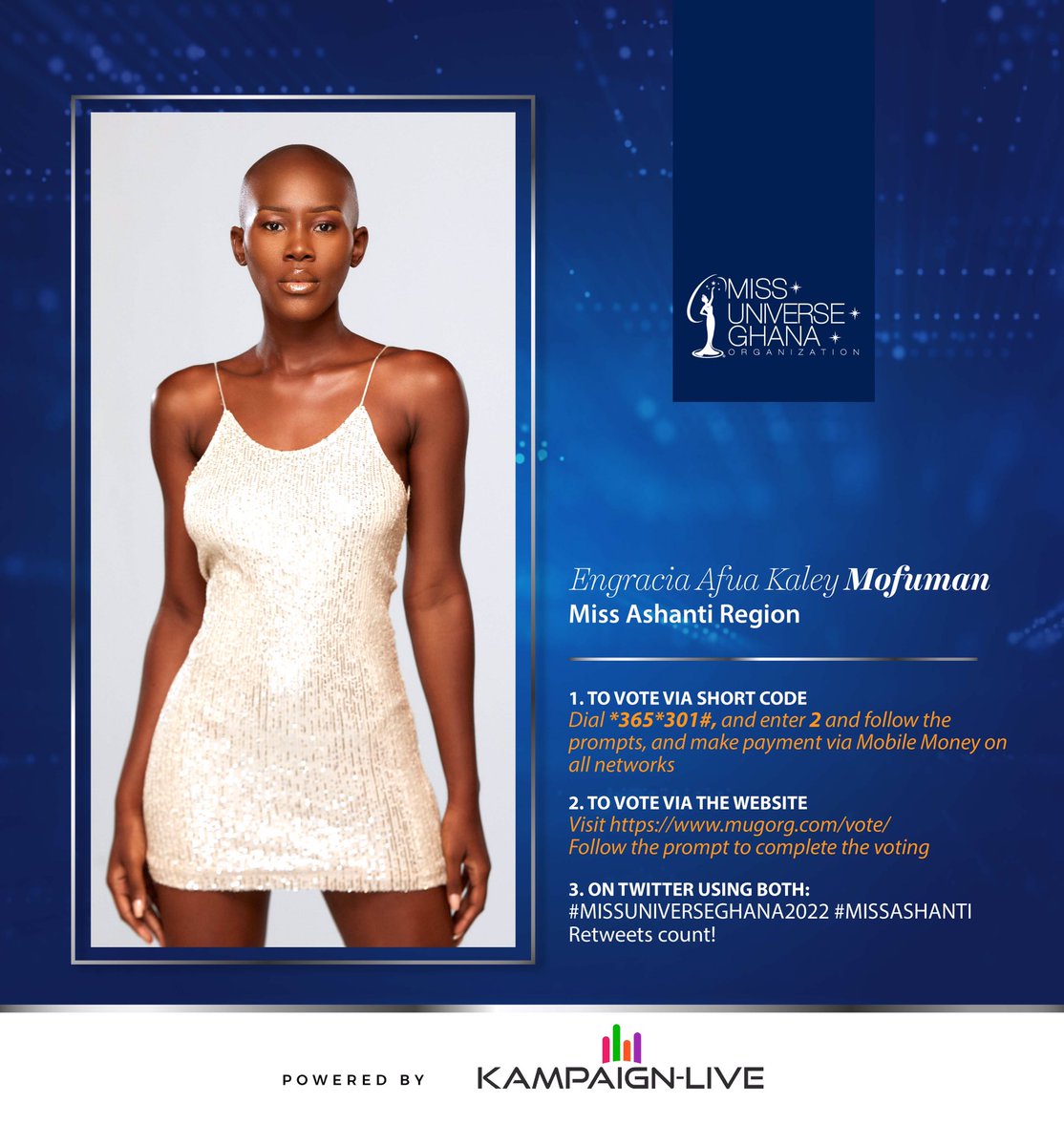 MissUniverseGh_'s tweet photo. To vote for

ENGRACIA MOFUMAN | Miss Ashanti Region

VOTE ON TWITTER USING BOTH:
#MISSUNIVERSEGHANA2022 #MISSASHANTI
Retweets count! https://t.co/rwlXGj2zvz
