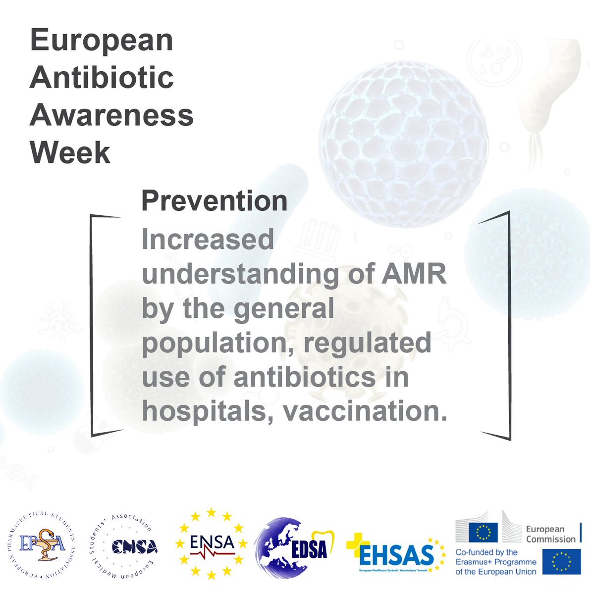 EPSA_Online's tweet photo. #Prevention will help us fight #AMR
👉Increase awareness and understanding of #AMR by the general population through evidence-based education and public health campaigns
👉Regulate the use of #antibiotics in hospitals as antiseptic agents
👉Research into vaccines
#EHSASvsAMR https://t.co/XJj0YiuIwK