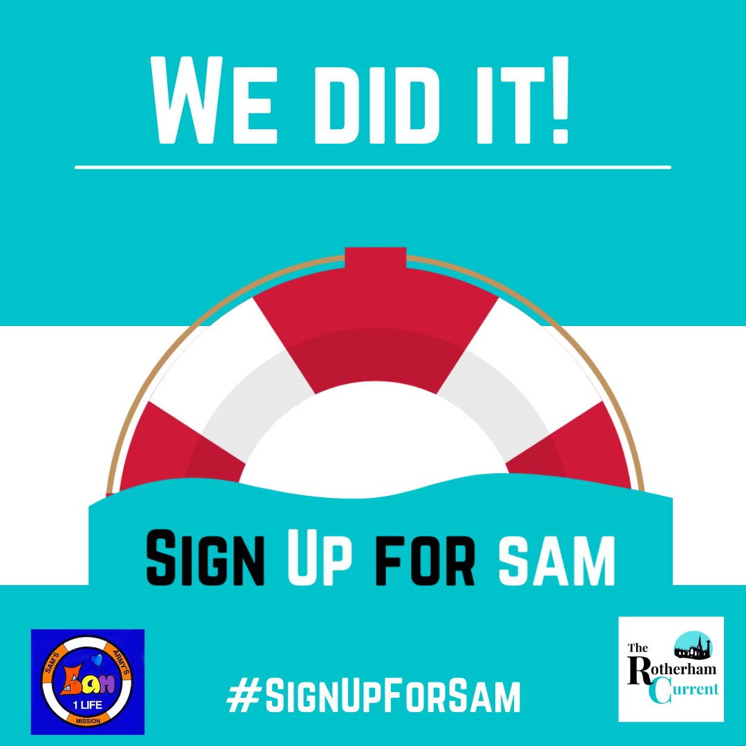 RotherCurrent's tweet image. We’ve done it! A big thank you to everyone who has helped us with #SignUpForSam!