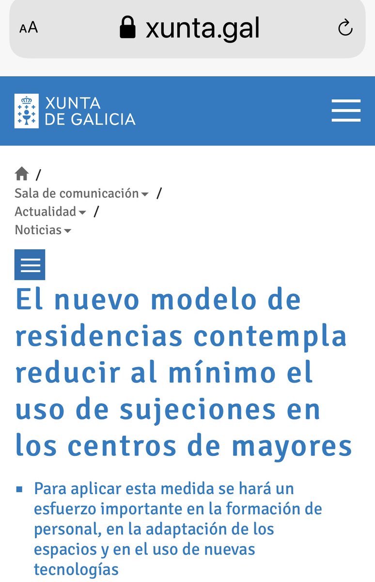 xunta.gal/notas-de-prens… #sujeciones #personasmayores #residencias #ELEAM
