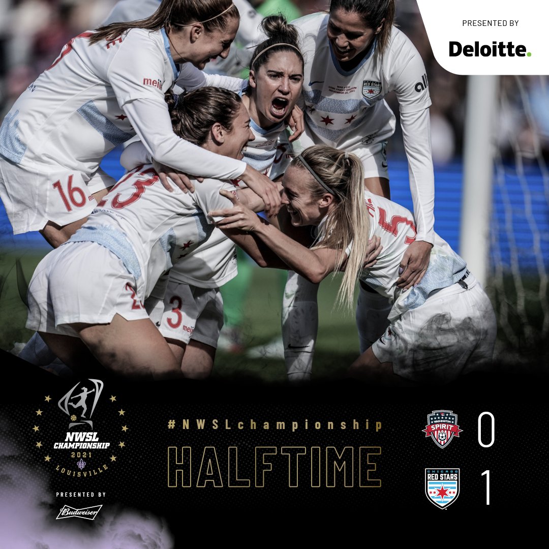 NWSL's tweet image. It&apos;s @chicagoredstars in the lead 👀

#WASvCHI | @DeloitteUS