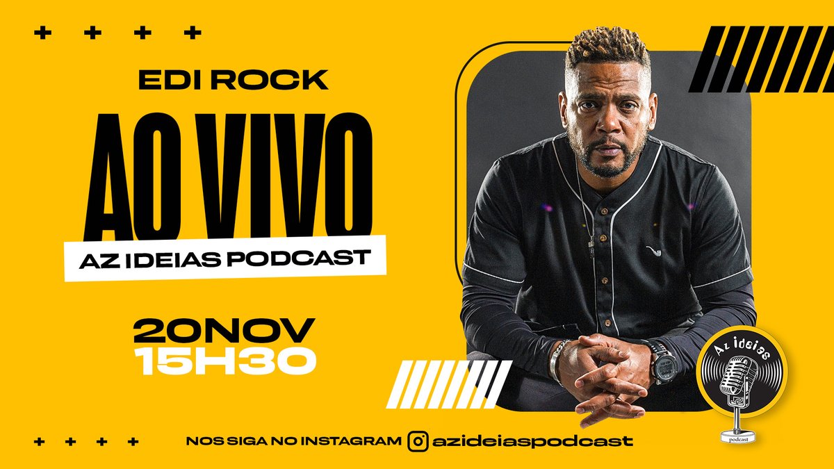 IdeiasAz's tweet image. Salve família, o episódio de hoje é especial pela representatividade ao povo preto, estaremos trocando #azideias com o Edi Rock, um dos rappers mais pedidos a vir ao nosso programa e ainda com ideia rolando ao vivo no dia da Consciência Negra. 

#rap #racionais