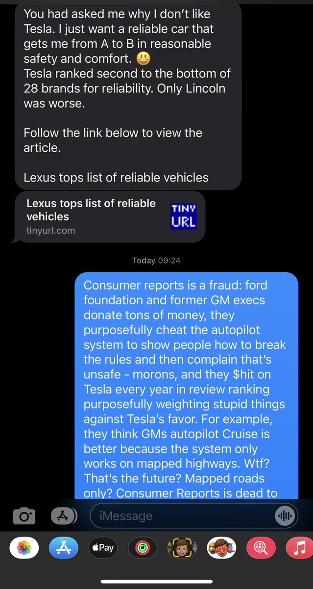 realMeetKevin's tweet photo. So my father-in-law doesn’t like Tesla because Consumer Reports doesn’t like Tesla. I shared how Consumer Reports is DEAD to me.

This is bullish for the stock. Shows how many more around us are still available to be convinced.

$TSLA @elonmusk https://t.co/DCaF0nvcFH