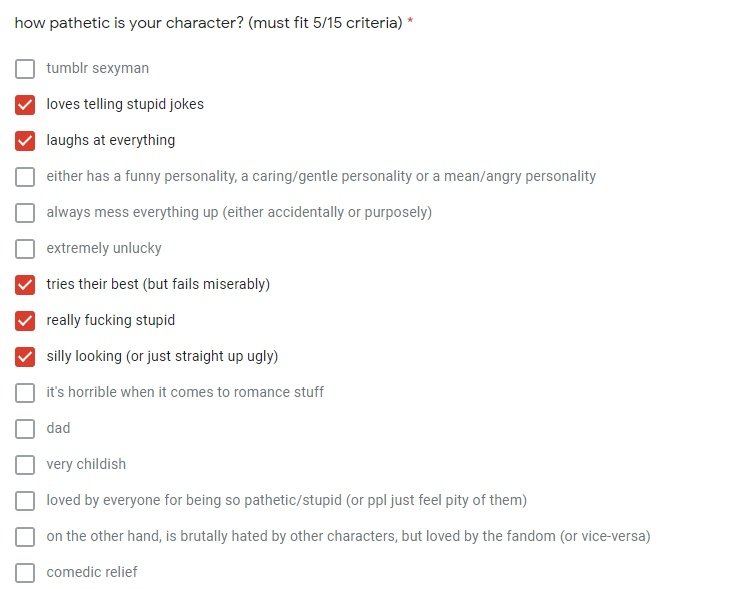 the pathetic character OTD is Tartaglia from Genshin Impact!! (he/him)

he fits 5/15 criteria!