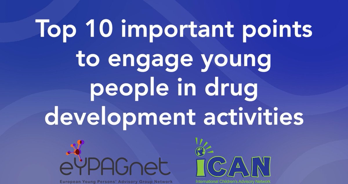#WorldChildrensDay 
📽️Top 10 important points to engage young people in drug development activities: youtu.be/N9hIw9mkwUc

✏️Learning from our experience.
✏️Helping to deliver better medicines for children.
✏️Paediatric patients have the right to be involved. 

<a href="/iCANResearch/">iCAN Research</a>
