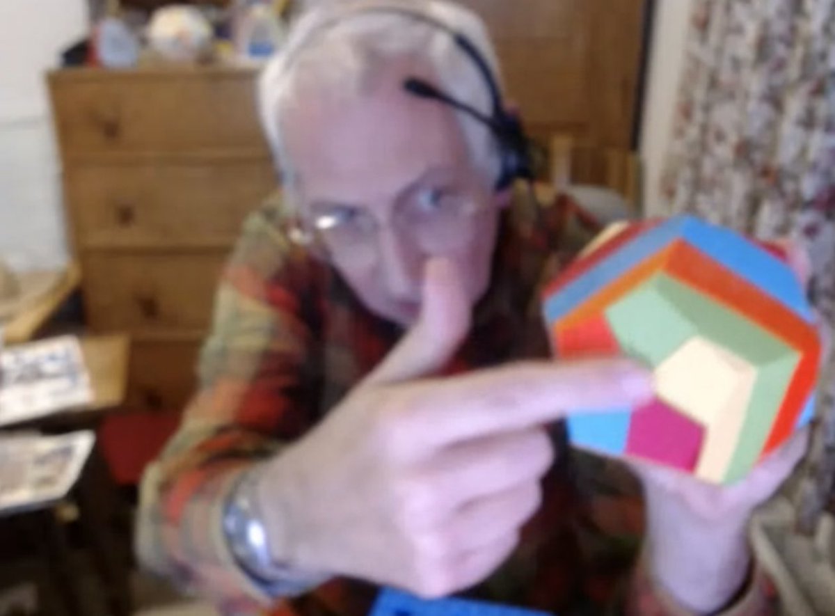 LauraJesson's tweet photo. Being utterly infuriated by Simon's 3D printed puzzles is a staple of #bigmathsjam evening tables and I'm missing it a lot this year! Thankfully we still got to admire some new @Threedy3d pieces from afar https://t.co/j1NpoFBdd4