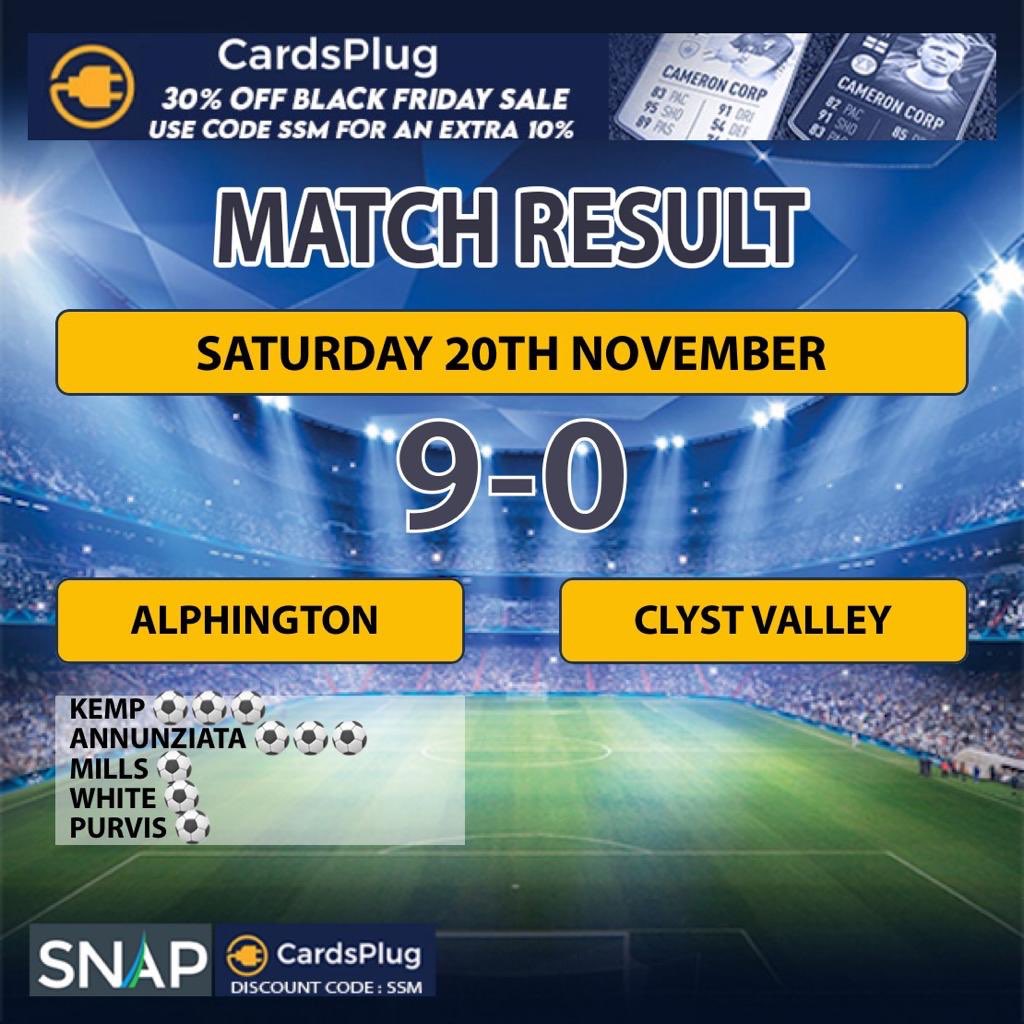 Ruthless result against @ClystValleyFC  who kept going until the end. Good to see  us finishing with youth team products George bosworth, Alec hollified and ben annuzziata who came on and grabbed a hatrick #alphas