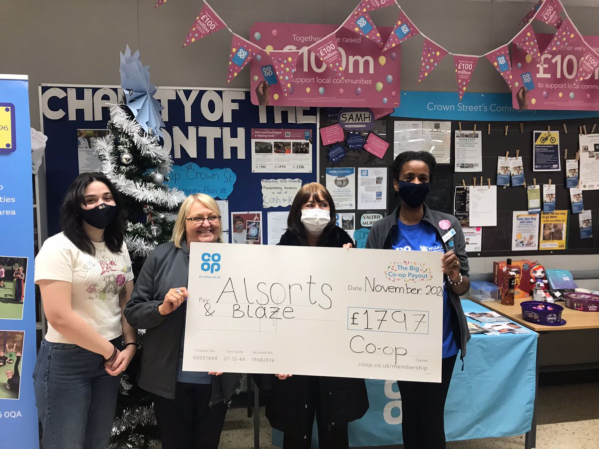ValerieMACM's tweet photo. 🥳 A wonderful Celebration Day @coopuk Crown Street.🎊 Great to welcome past/ present local causes including Larkfield Centre @A_M_Millar, @hwupenyuproject and @ARCHThe ⭐Gorbals Youth Cafe and Alsorts &amp; Blaze. Our amazing Co-op Members  helped to raise £5883 for the causes 👏👏 https://t.co/7kiEp4WBRz