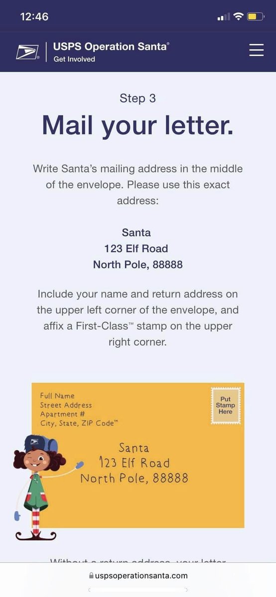 Alizzeeeeee's tweet photo. I seen this on facebook.

If you’re a struggling parent, you can have your children write Christmas letters to “Santa” via USPS. Someone will adopt the child, fulfill their wishlist and mail it to you labeled “from Santa” 🥺 More info below ✨

RT to help spread the word 💕 https://t.co/IIjAfZluFE