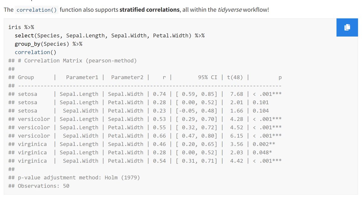 easystats4u's tweet photo. ICYMI, the `correlation` is an absolute beast of a function! 💪

https://t.co/49F03jgiym

It:
✅ runs 16 kinds of correlations
✅ supports their Bayesian and partial variants
✅ handles grouped dataframes
✅ has pretty plotting methods
✅ returns matrices or dataframes

#rstats https://t.co/BlGWU7sdHS