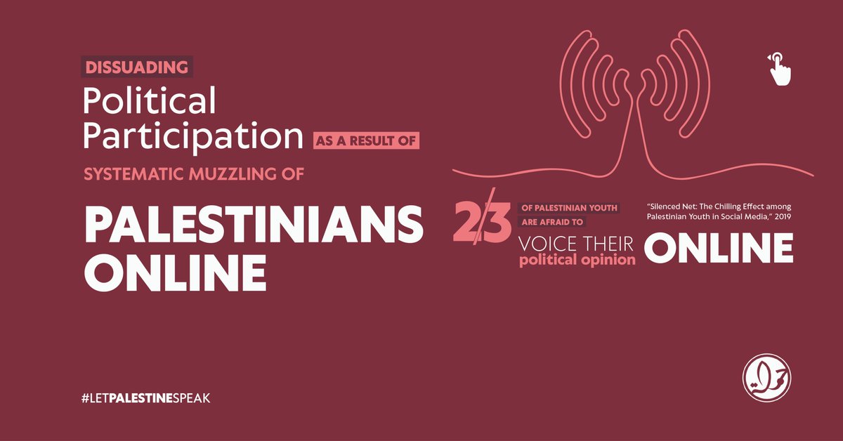 7amleh's tweet photo. How does content censorship affect the Palestinian cause?
if you have seen or encountered any kind of digital rights violations, report know to 7or: https://t.co/0o1dLC1qwD
#LetPalestineSpeak #EndDigitalDiscrimination https://t.co/D2Y5xHVLJJ