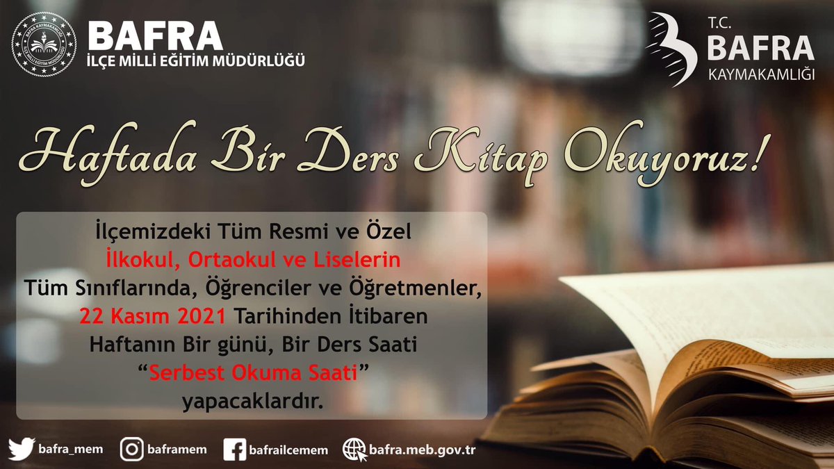 Okumaya çıkarttım bütün   yolları.
Hayalleriniz varsa kitap okuyun, yoksa da okuyun hayaliniz olsun.
#bafraokuyor
#samsunokumavakti
<a href="/bafra_mem/">Bafra İlçe Millî Eğitim Müdürlüğü</a> <a href="/mehmetalikatip1/">Mehmet Ali KATİPOĞLU 🇹🇷</a> <a href="/samsunmem/">Samsun İl Milli Eğitim Müdürlüğü</a>