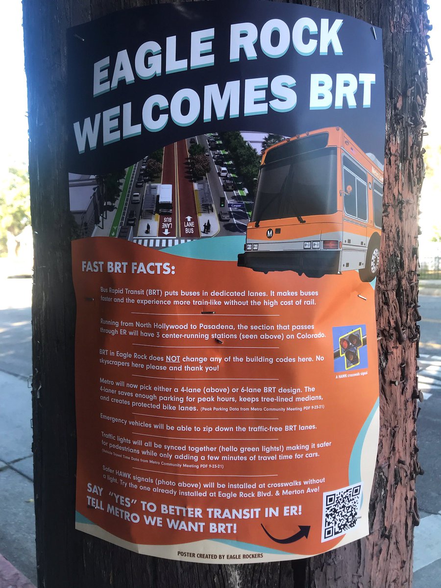 markvalli's tweet photo. Dueling posters in Eagle Rock about the NoHo to Pasadena BRT project. Fortunately there is a good way to make decision between the two: what’s best for bus riders. https://t.co/38gQMniwz4