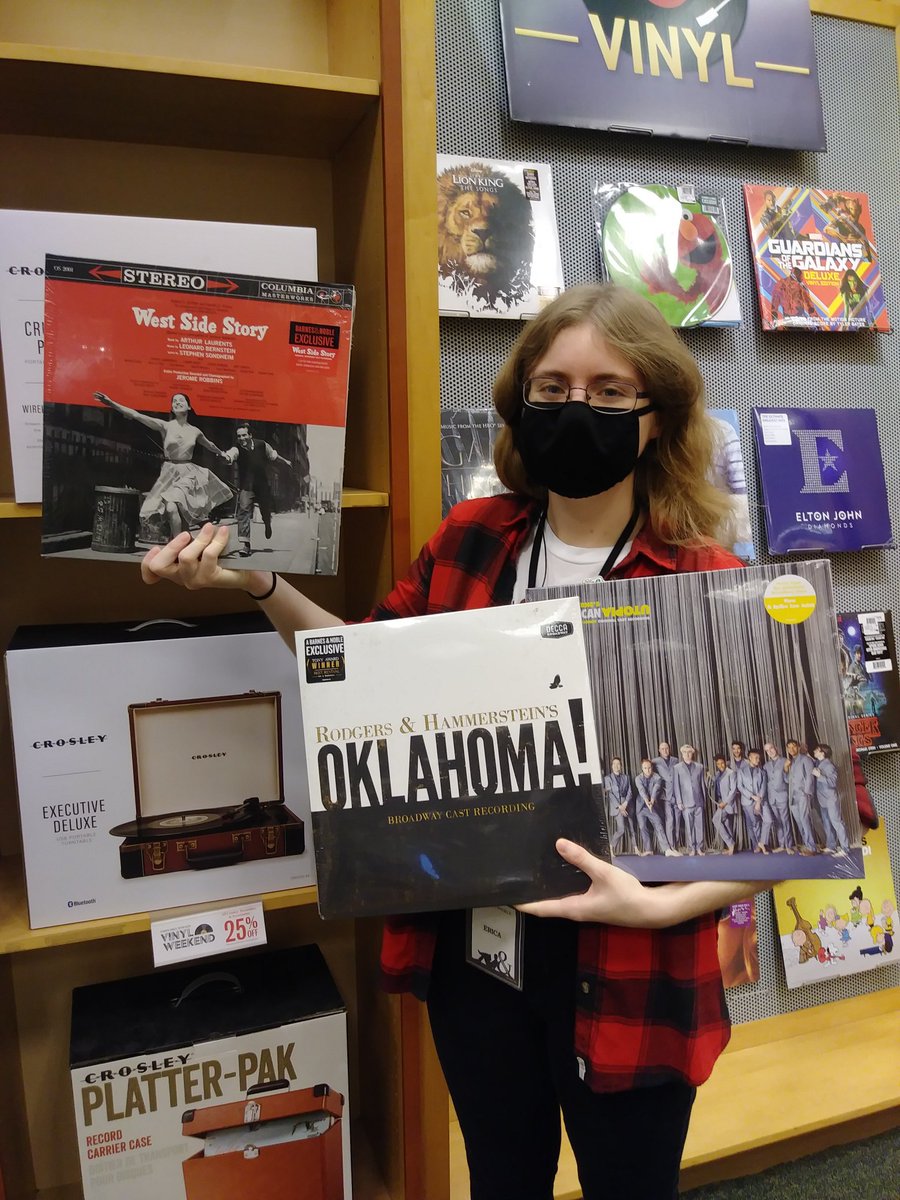 BNSyracuse's tweet photo. Life long theater geek Erica is so excited about our Vinyl weekend!! 10% off all vinyl and 25% off Crosley turntables and accessories!! #bnvinylweekend https://t.co/89zUWUaYIN