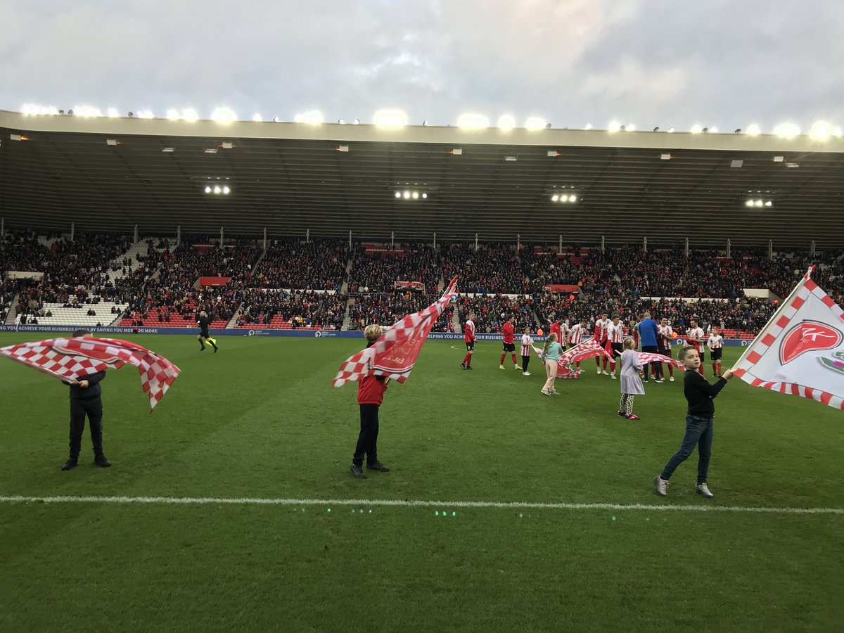 An absolutely amazing day at the Stadium of Light. 6 of our children as flag bearers representing our school. A lot of fun had and a great result at the end! <a href="/MrsWrig95111160/">Mrs Wright</a> <a href="/simonsideschool/">Simonside Primary</a>