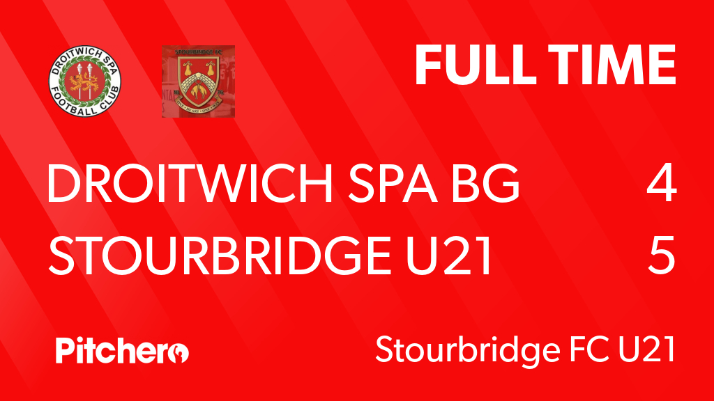 FULL TIME: Droitwich Spa BG U21 4 - 5 Stourbridge U21

Stourbridge Showed character today to battle back from 3-0 down and 4-1 behind to claim the 3 points.

Hat-trick from Kamren Smith and a brace from Finn Moneghan, including the last minute winner.
stourbridgefc.com/teams/252784/m…