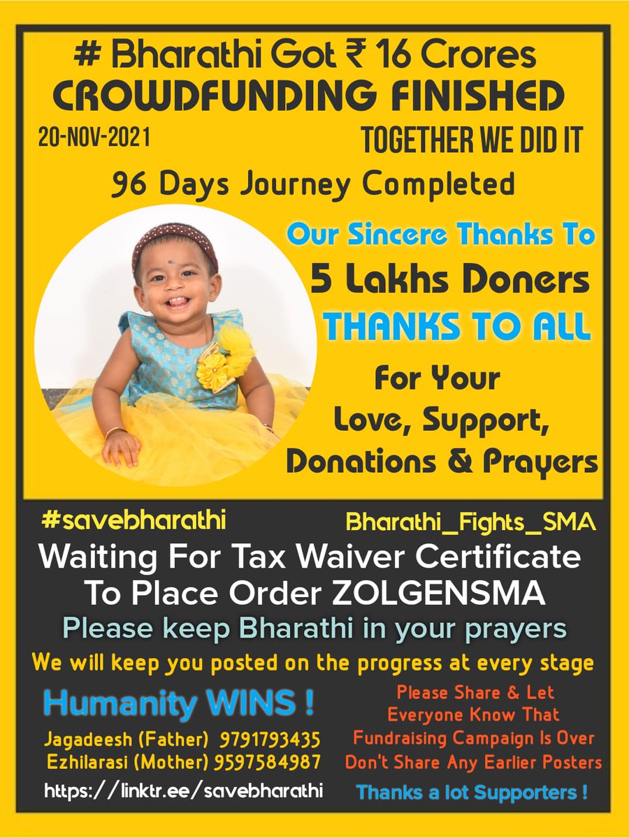 Gobinat52471975's tweet image. #savebharathi #timetosavebharathi 
Its all ur support we raised 16 crores for BHARATHI. Tanq so much for ur continuous support