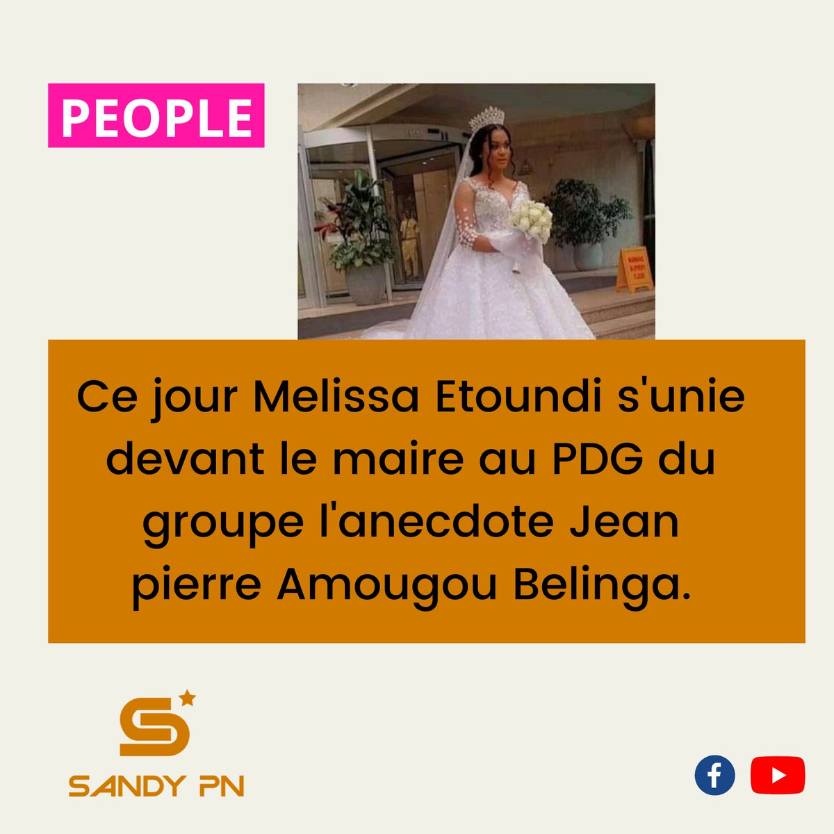 EntertainmentPn's tweet photo. PEOPLE:
 Souhaitons un heureux mariage au couple Amougou Belinga et Melissa Etoundi🥰.
#mariageamougoubelinga https://t.co/1k97tcdBKH