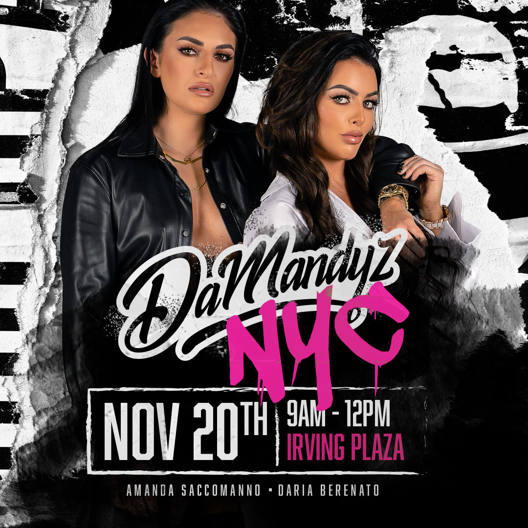 mandysacscom's tweet photo. Who's ready for #DamandyzNYC? Don't miss your chance to meet @WWE_MandyRose and @SonyaDevilleWWE today in NYC! #MandyRose #SonyaDeville #Damandyz https://t.co/xHPfQqNC6C