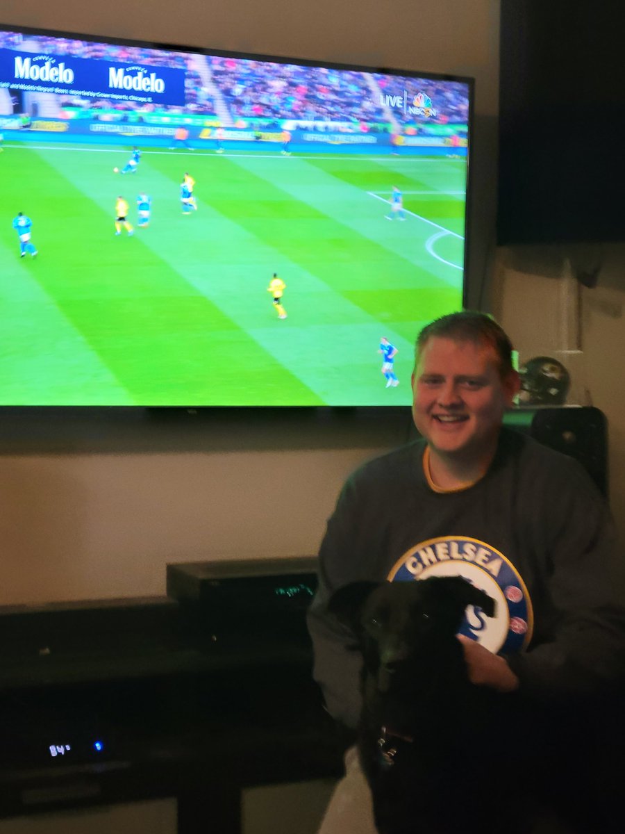 bigbigjake4's tweet photo. Watching the lads wkth my pup. #MYPLMORNING https://t.co/pkGrgztZ3A
