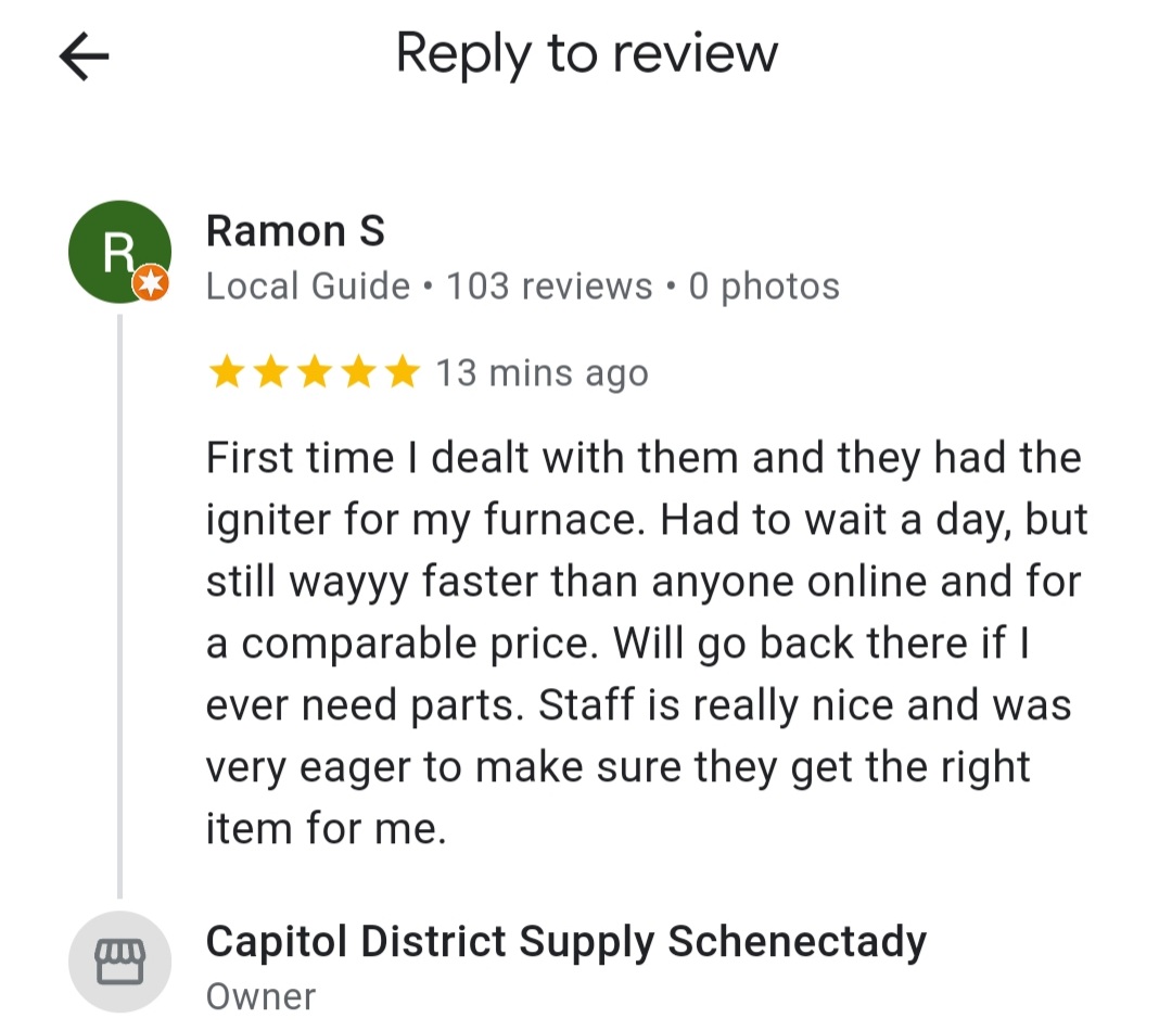 ZimaAdam's tweet image. 5 star review for our crew @CapitolPlumbing Schenectady. It's our people that make the difference 💯 #plumbingsupply #customerservice #Schenectady