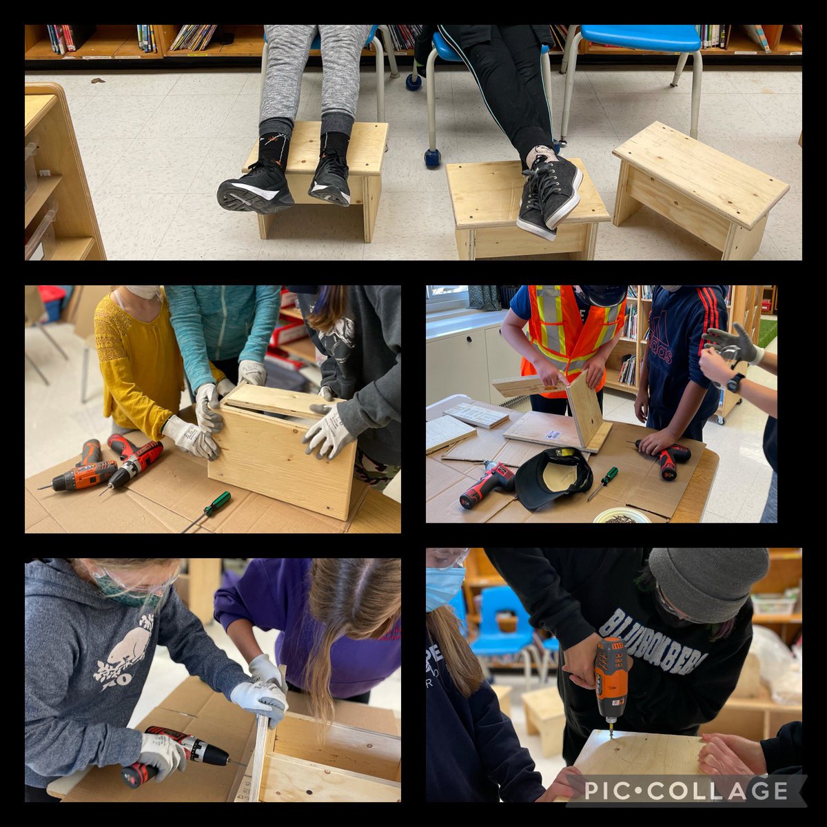 Building with Mme Goddard’s class. #problemsolving #perseverance #woodworking
