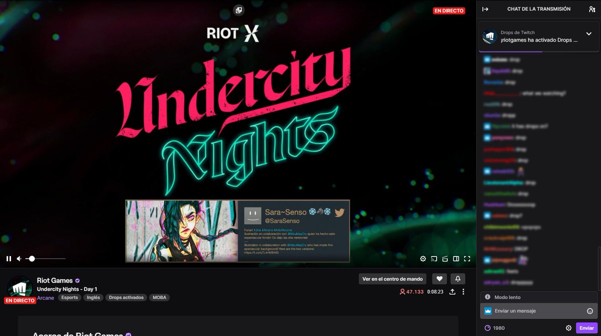 Ayer mi dibujo apareció en el stream de <a href="/riotgames/">Riot Games</a> y quiero agradecer la gran iniciativa que tienen apoyando siempre a los artistas. Muchas gracias!💖
-
Yesterday my drawing appeared on <a href="/riotgames/">Riot Games</a> live and I want to thank company's initiative on always supporting artists. Tnks!💖