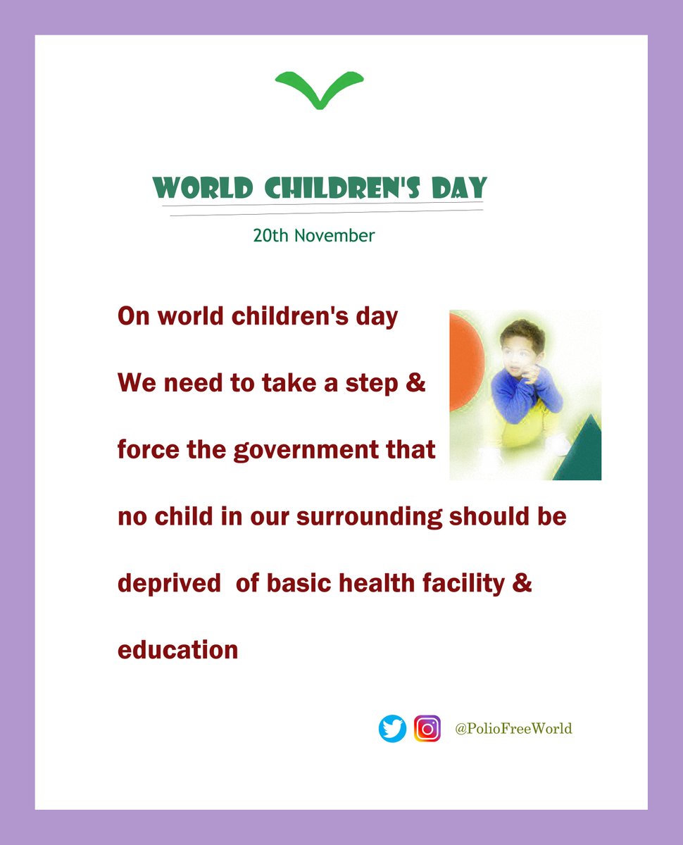 On world children's day, we need to take a step &amp; force the government that no child in our surrounding should be deprived of basic health facility &amp; education. 
#ChildrensDay 
#ChildrensDay2021 
#WorldChildrensDay