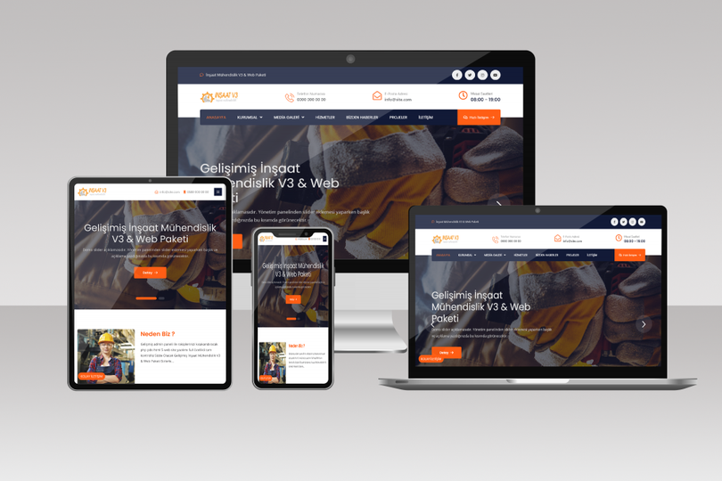 Uzmansoft İnşaat Mühendislik V3 &amp; Web Paketi ve özelliklerini web sitemizi ziyaret ederek öğrenebilirsiniz.
Siteyi demo incelemek için uzmansoft.net 'u ziyaret edebilirsiniz.
Whatsapp Satış ➙  0535 083 61 02 
#hazirwebsite #kurumsalwebsite #hazirweb #insaatwebsite