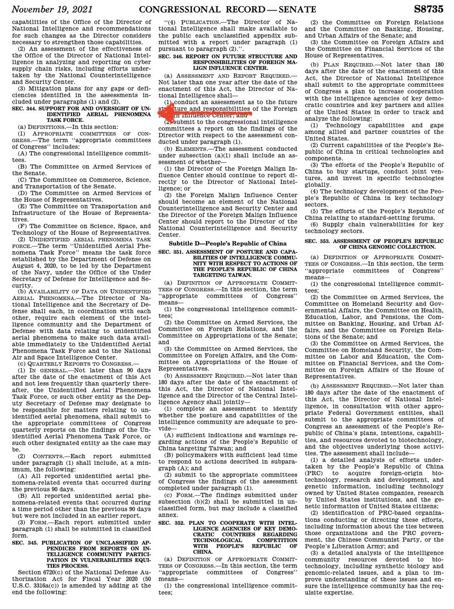 TheZignal's tweet photo. As per the Congressional Record, 19th November 2021, here is the #UAP language currently in the #NDAA (HR4350).
If you’d like to see the #GillibrandAmendment adopted (#ASTRO etc), contact your officials and ask them to support #SA4810! Use your voices!
https://t.co/FNno41ENqI https://t.co/xS87eVaCHM