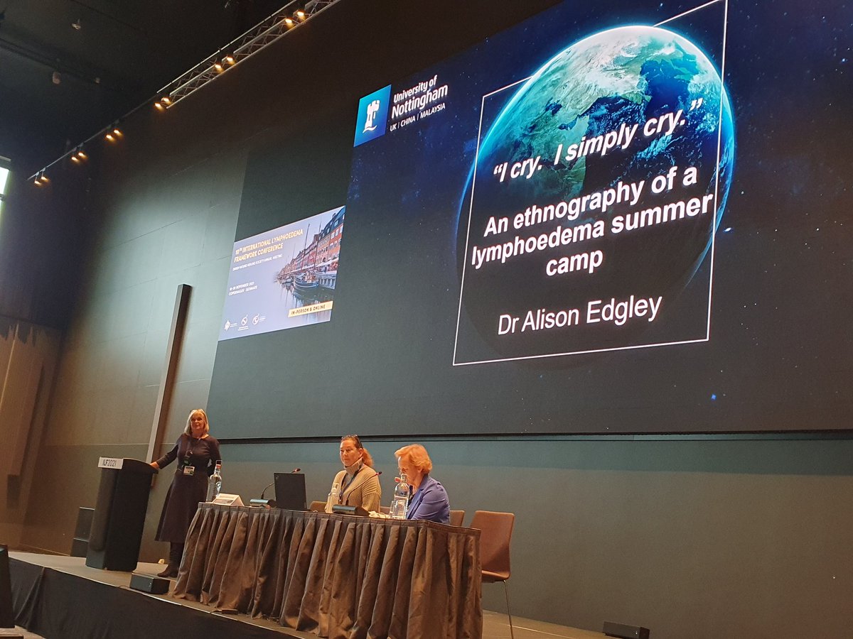MartinaSykor's tweet photo. Very much enjoyed Dr Alison Edgley's presentation about an ethnographic study of a children's lymphoedema summer camp describing how families cope with a chronic illness. A fine example of how social science methods can be applied in healthcare research! #ilflympho2021 @UoN_SHS https://t.co/ziI5Ucw8WM