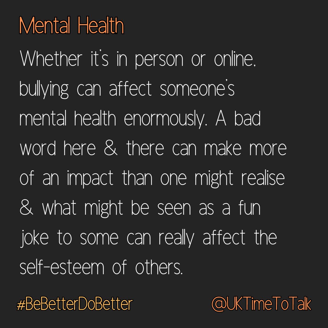 UKTimetoTalk's tweet image. #onekindword #bullyblock #bebetterdobetter #antibullying #antibullyingweek #awareness #cyberbullying #support #mentalhealth