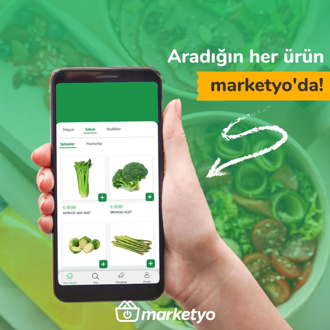 Kereviz sapından brokoliye mevsiminde aradığın en taze sebze ve meyveler Marketyo ile tek tıkla kapında!
#Marketyo #BildiginMarket