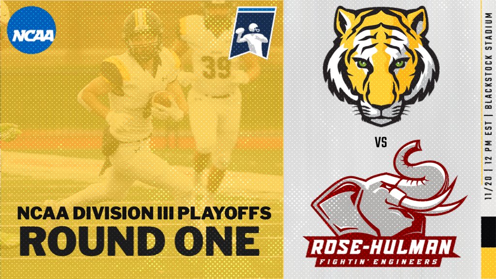 The <a href="/DePauwTigersFB/">DePauw Football</a>  team kicks off <a href="/NCAADIII/">NCAA Division III</a> Championship play today, hosting RHIT in Round 1 of the playoffs. Kickoff is slated for 12 pm EST @ Blackstock Stadium. 

📈📺: depauwtigers.com/sports/fball/2…

#TeamDePauw #WinTheDay #d3fb