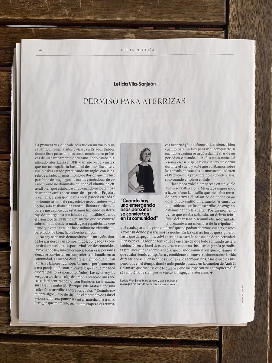 letivilasanjuan's tweet photo. nueva columna en @smoda sobre aviones, aeropuertos y viajes: una cita genial de enrique vila-matas y el título de una canción de quique gonzález.

hoy en papel con @el_pais 🖤 https://t.co/CXUuPA1X7P