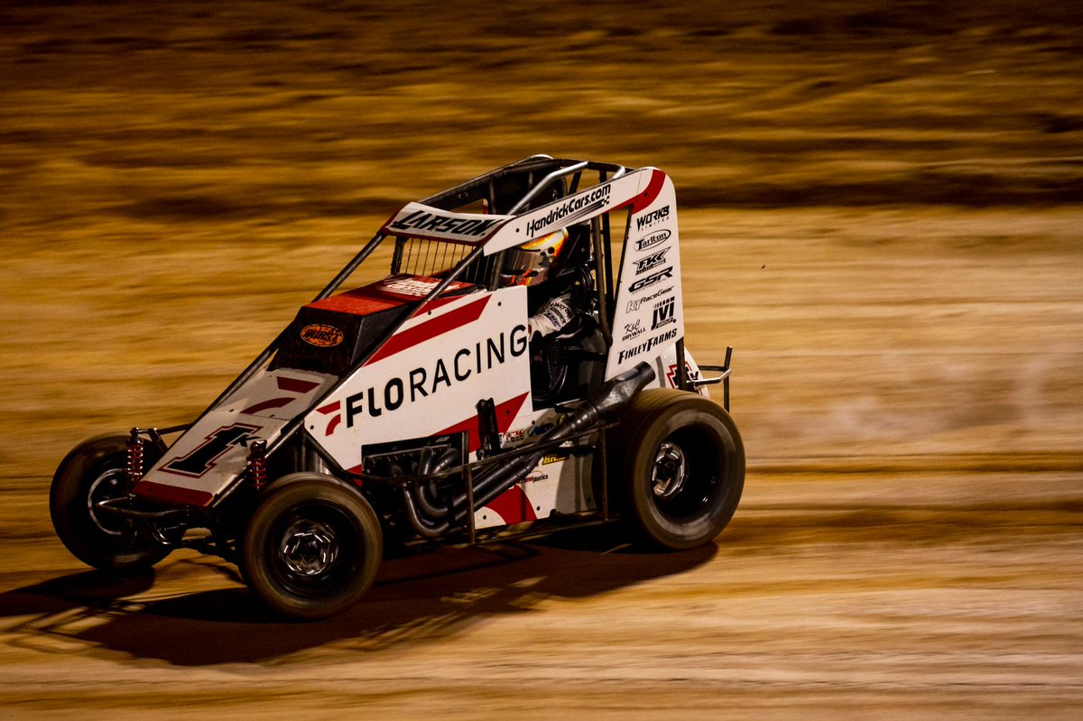 NASCAR's tweet photo. The reigning NASCAR Cup Series champion is back in Victory Lane! 

@KyleLarsonRacin took home the 🏁 last night at Placerville Speedway! https://t.co/AlYFCF9lbS
