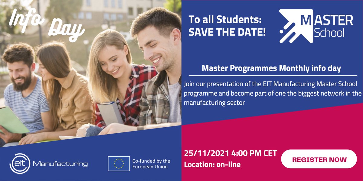 MU_gep's tweet photo. #MUnibertsitatea offers you the opportunity of enrolling in the EITManufacturing Master’s programme through the Robotics and Control System Master. Join the EIT Manufacturing Master School INFO DAY:
📆25th nov., 16:00-17:00
Register now! https://t.co/x35JdmDhpG
#EITmanufacturing https://t.co/lKNY8wsoVo