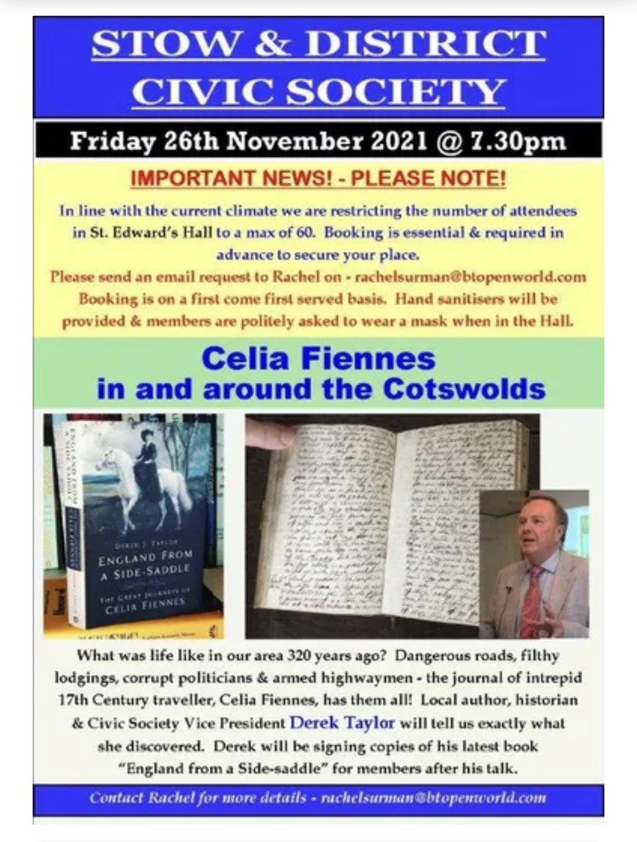Our next talk #derektaylor #cotswolds #celiafiennes #stowonthewold