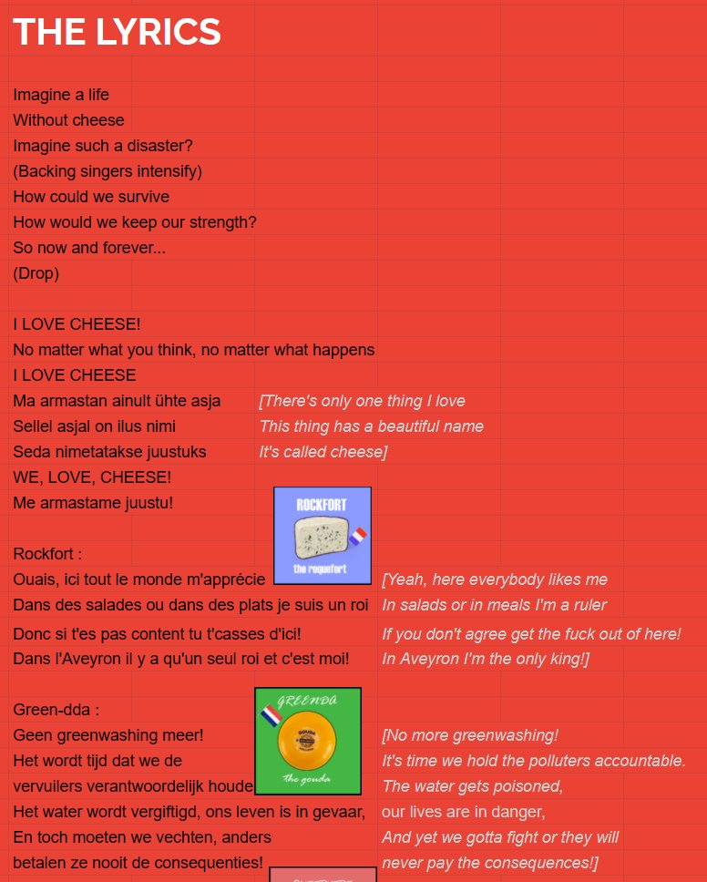 Liechten_EV's tweet photo. LYRICS REVEAL!
#TheCheeses🧀
Our cheeses will sing in:
🔹English
🔹Estonian
🔹French
🔹Dutch
🔹Swiss German
🔹Italian
🔹Ukrainian
🔹Romanian
🔹Scottish Gaelic
💛💛💛 https://t.co/z8jjaOZ5vI