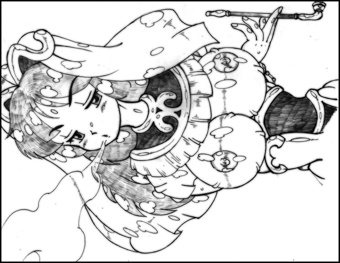 [R-18] 習作 絹(天外魔境真伝ver.) #喫煙 #煙管 #キセル #天外魔境真伝 #天外魔境Ⅱ #絹 #浮き輪  