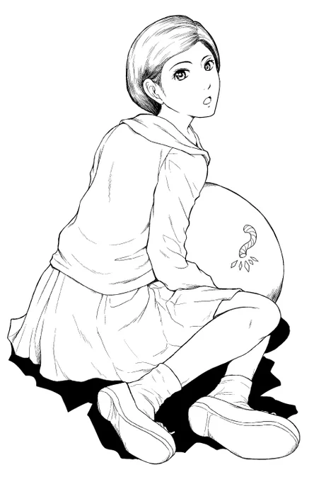 今日のリハビリラクガキ。
苦手な構図とか角度って人それぞれあるけど、私は人物の俯瞰と背面が苦手。
アオリが得意ってわけじゃないけど、そっちは難しいのがわかってたから習得意識が強かったので。 