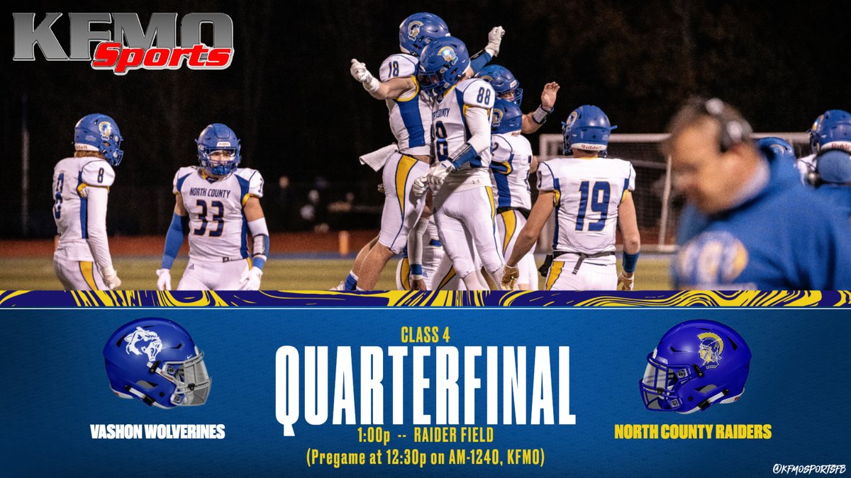 Quarterfinal this afternoon from Raider Field as Vashon visits North County. Coverage at 12:30p on AM-1240, KFMO; live video at kfmo.com.watch.
Radio Prelude:
soundcloud.com/user-859754497…
Photo credit: Woody Creek Photography
<a href="/STLhssports/">STLhighschoolsports</a> @Raiderad10 <a href="/ncpep/">nc student section</a> <a href="/VashonFootball/">Vashon Football</a>