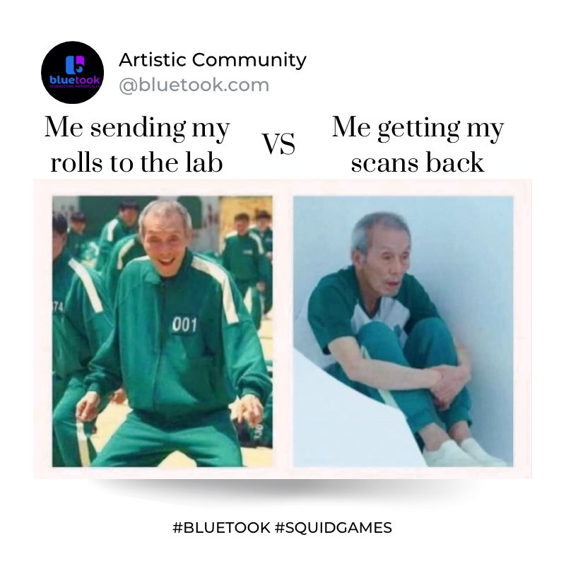 bluetook's tweet photo. Me sending my rolls to the lab VS Me getting my scans back
•
•
•
#meme #memes😂 #photographymemes #photographers_of_india #photography #photographycommunity #artistcommunity #artistconnective #photographylovers #squidgame #squidgamememes #squidgamesedit https://t.co/Fc9pVKxph8