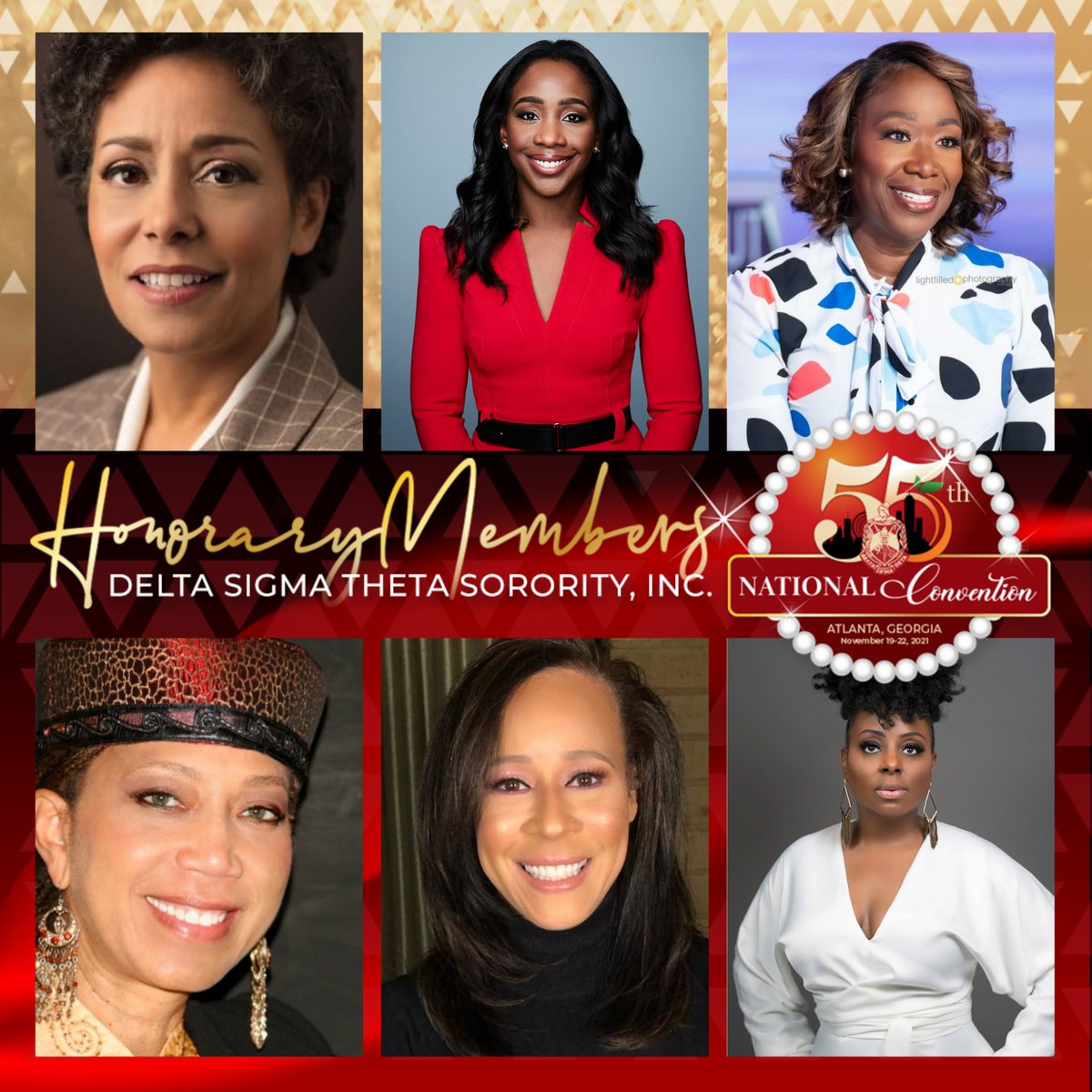 dstinc1913's tweet image. Delta Sigma Theta Sorority, Incorporated is pleased to announce our newest Honorary Members who have been inducted into the Sorority during #DSTConvention2021: Michelle J. Howard, Abby Phillip, Joy-Ann Reid, Ambassador Shabazz, Collette V. Smith, and Ledisi Young.

#DST1913