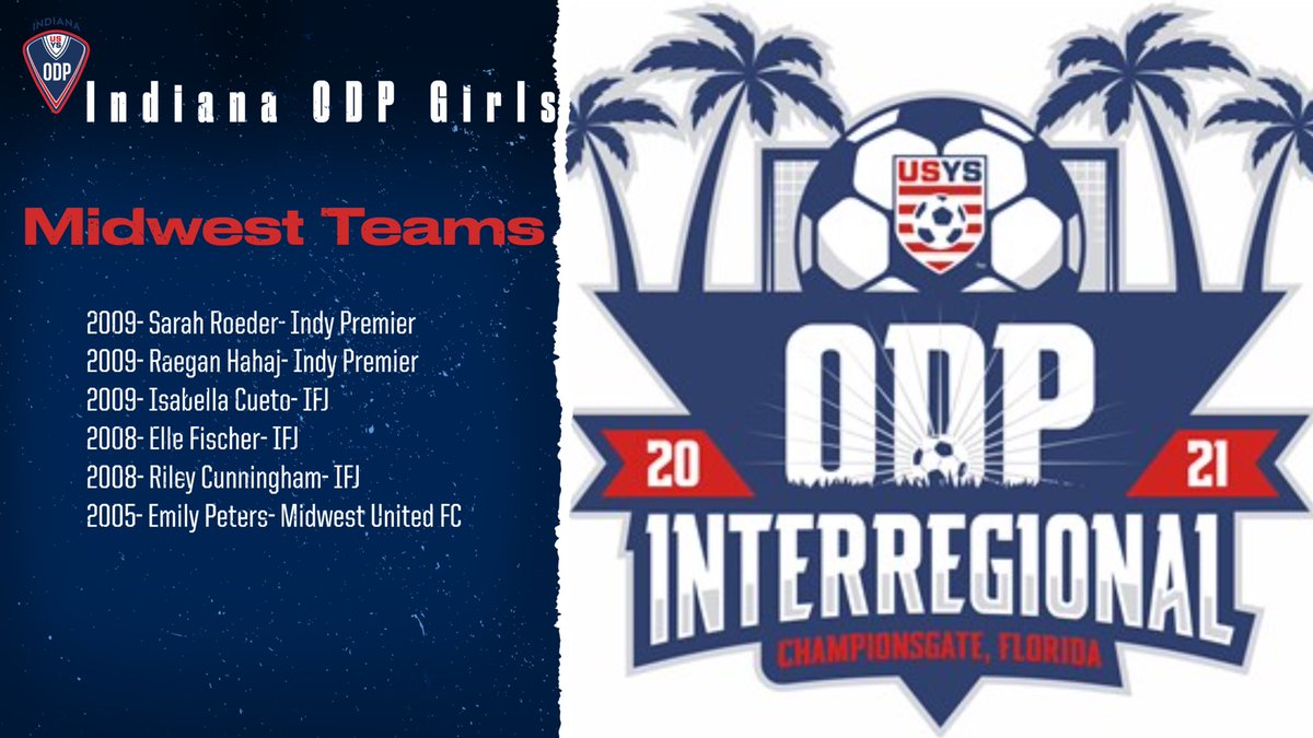IndianaODP's tweet photo. Congratulations to our Indiana girls for being named to Midwest Teams.  Good luck girls and have fun.  @SoccerIndiana @usysodp https://t.co/sEjS0i2zLJ