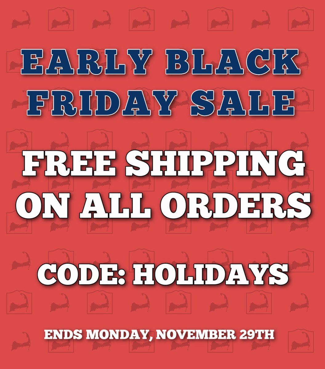 Our Black Friday Sale Starts NOW! 🎁Get FREE shipping on all domestic orders with code HOLIDAYS 👉 Choose from any collection including our new #CapeCod, Martha's Vineyard &amp; #Nantucket collections. Shop now at CapeCodInsta.com

#capecodinsta #marthasvineyard