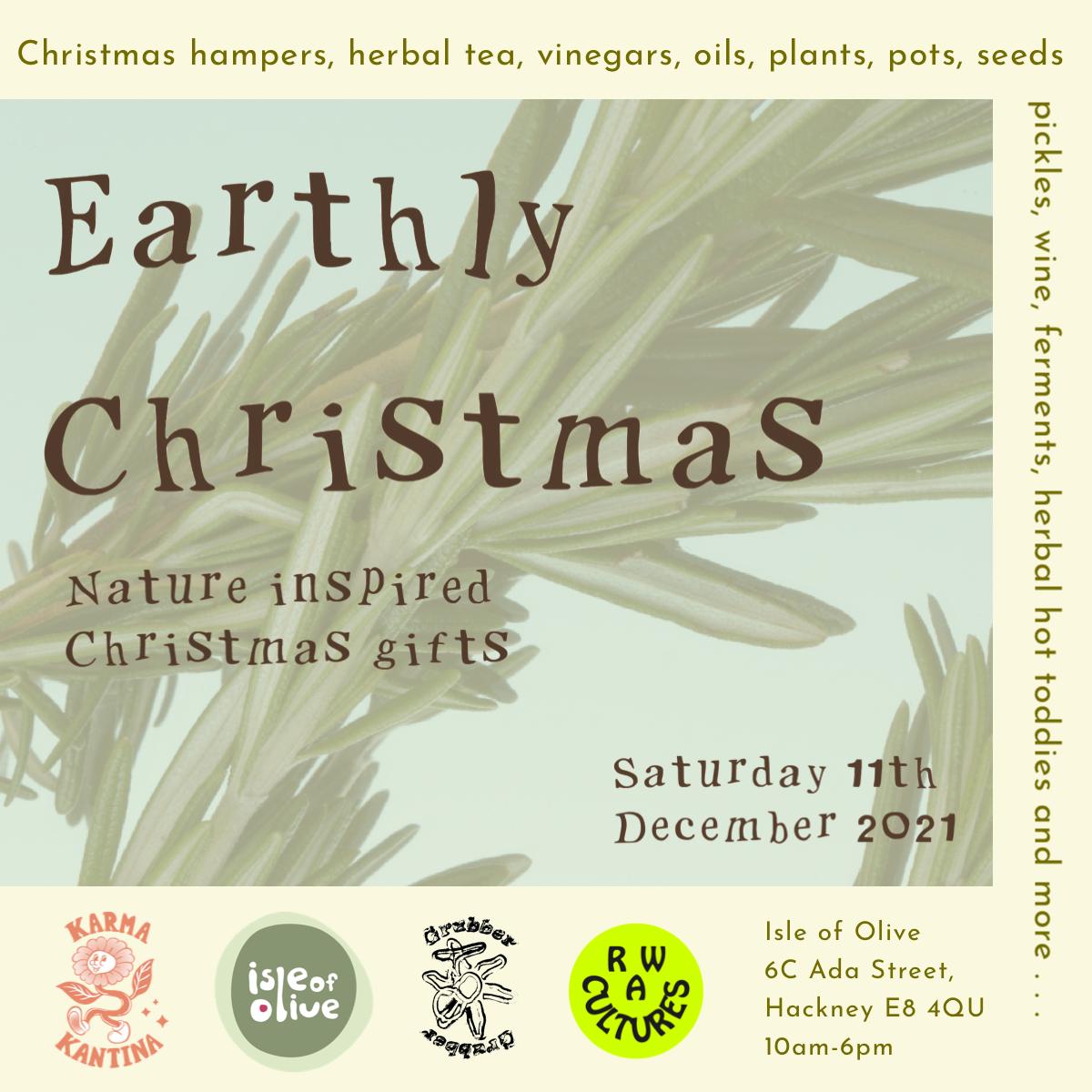 Christmas #popup with Karma Kantina, Grubber Community and Raw Cultures at <a href="/Isle_of_Olive/">Isle of Olive</a> 11th Dec. Join us and let the #Christmas shopping begin with #nature inspired #gifts